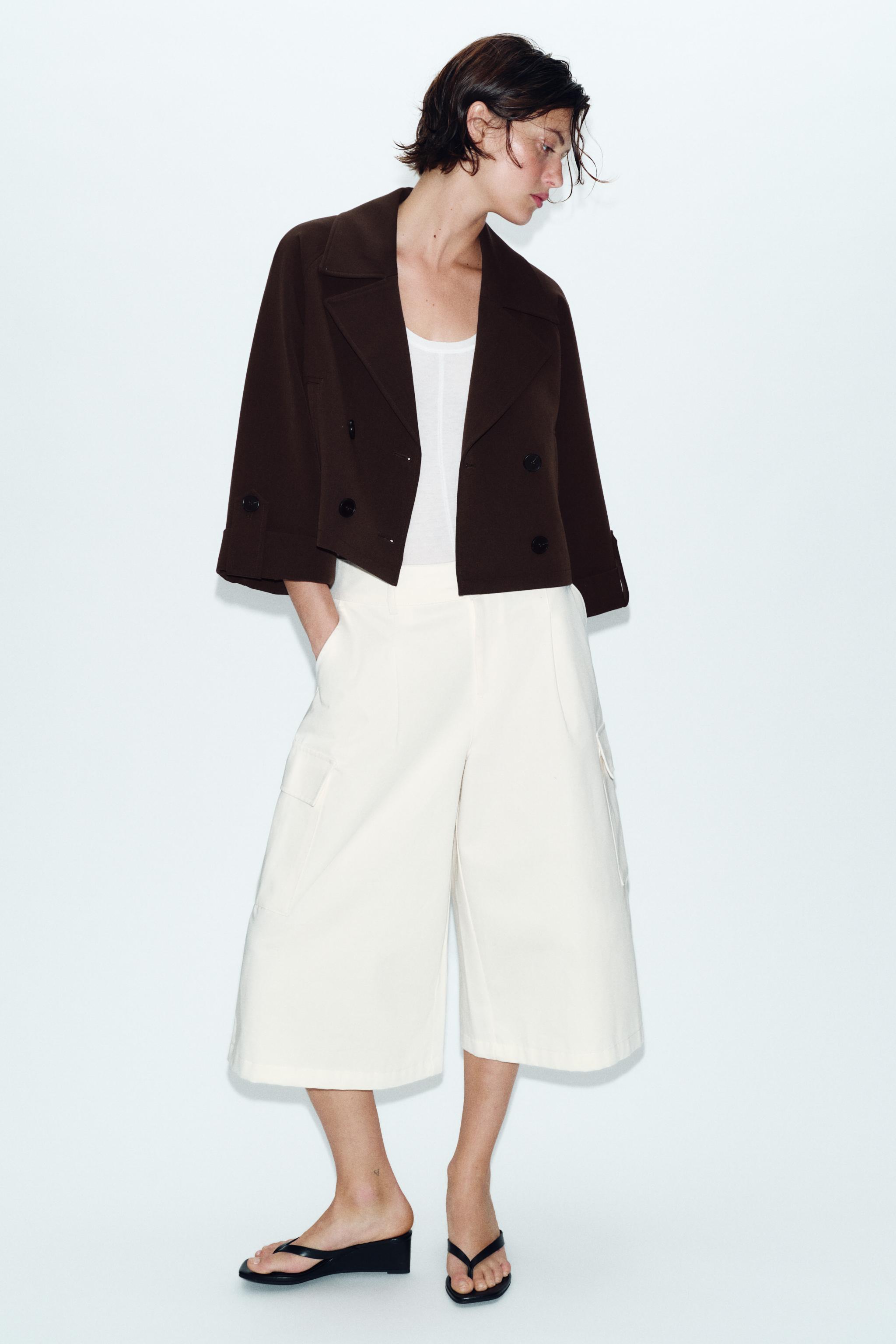 CROPPED TRENCH COAT WITH ROLLED SLEEVES
